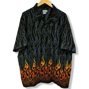 Vintage Y2K Request Flame Button Up Shirt
